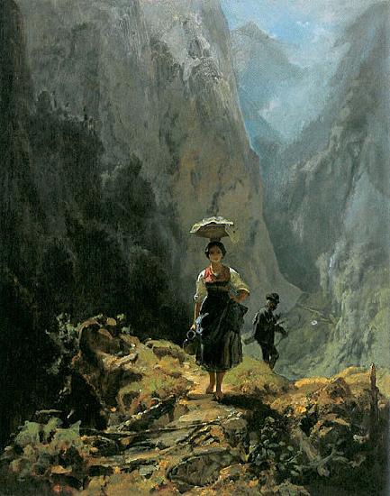  Dirndl und Jager im Gebirge
